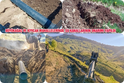 B&uuml;y&uuml;kağa&ccedil; ve Kıyıcak Mahallelerindeki Su Kanallarının Onarımı Yapıldı