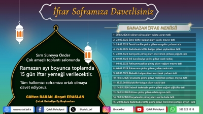 Ramazan Ayında &Ccedil;atak&rsquo;ta G&ouml;n&uuml;l Sofraları Kuruluyor